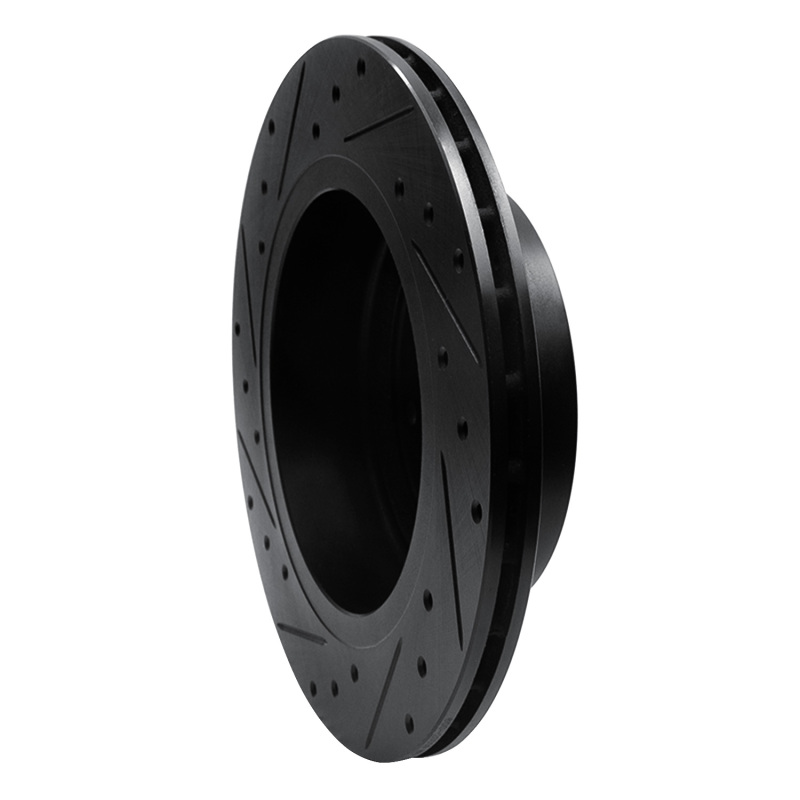 Jaguar XJR Brake Rotor - Rear Right - R1 Concepts - Drilled & Slotted - Black - `95-`06